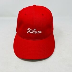 Volcom Embroidered Logo Red Baseball Hat OS